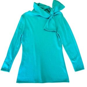 Etcetera by Carlisle Teal Bow neck Sweater Size XL MSRP $325